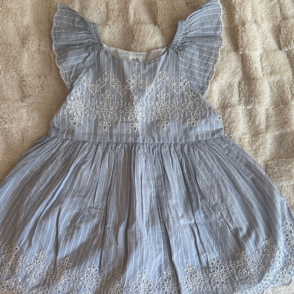 GAP Light Blue Kids Dress with Delicate Embroidery